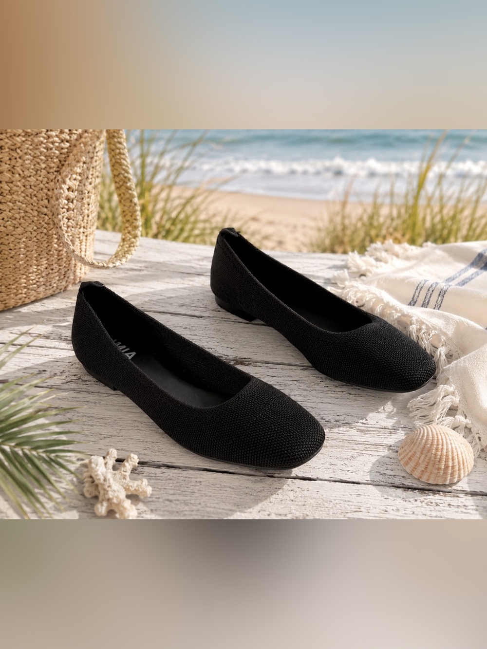 MIA Black Knit Ballet Flats Size 9 NWOB